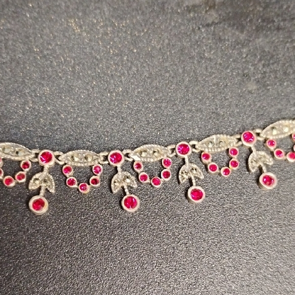 Sterling Silver Garnet Choker Necklace - Picture 5 of 8